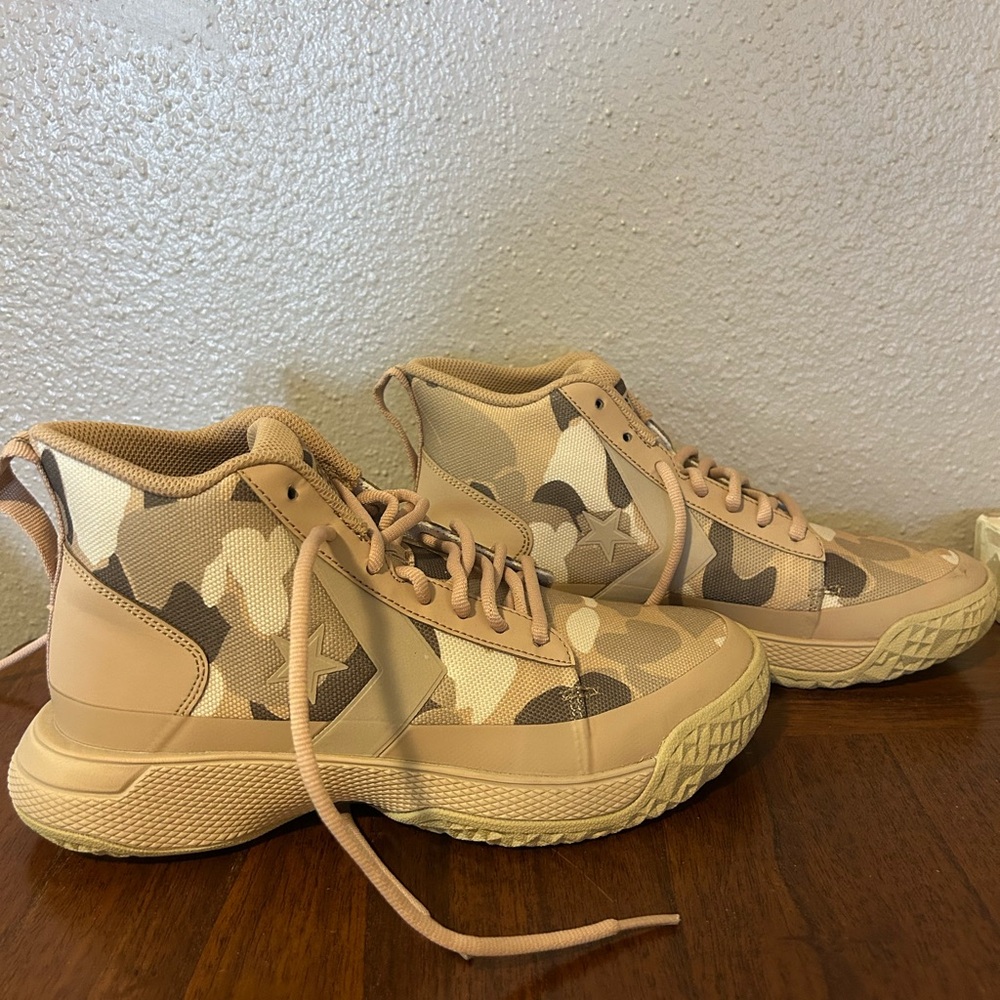 Converse Beige and Cream High-Top Sneakers